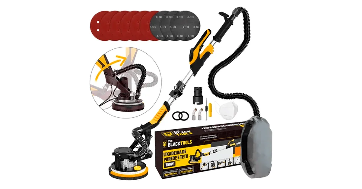 Lixadeira de parede e teto boa BTL750 da Black Tools funciona mesmo