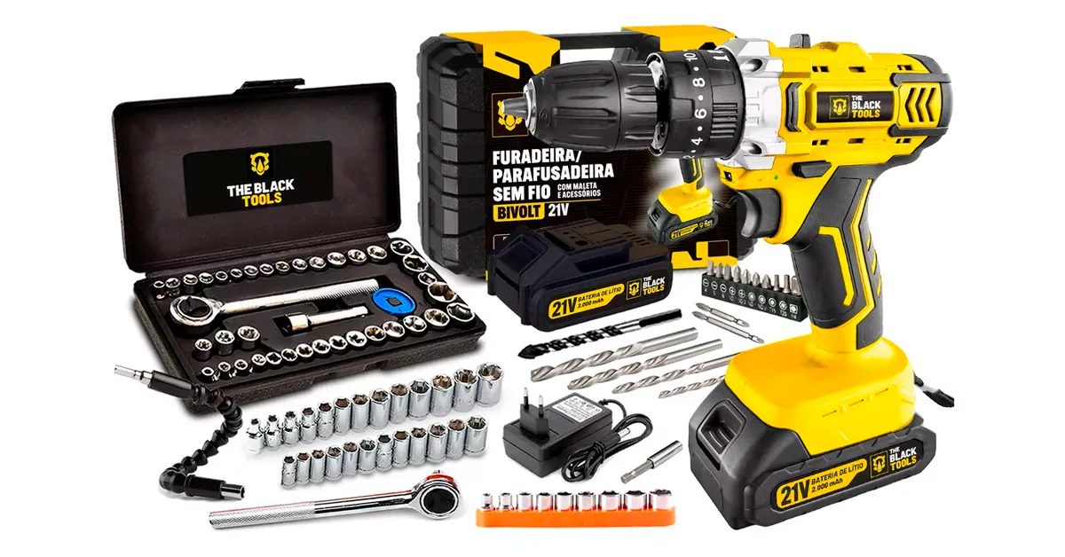 Parafusadeira impacto 2 baterias The Black Tools vale o investimento