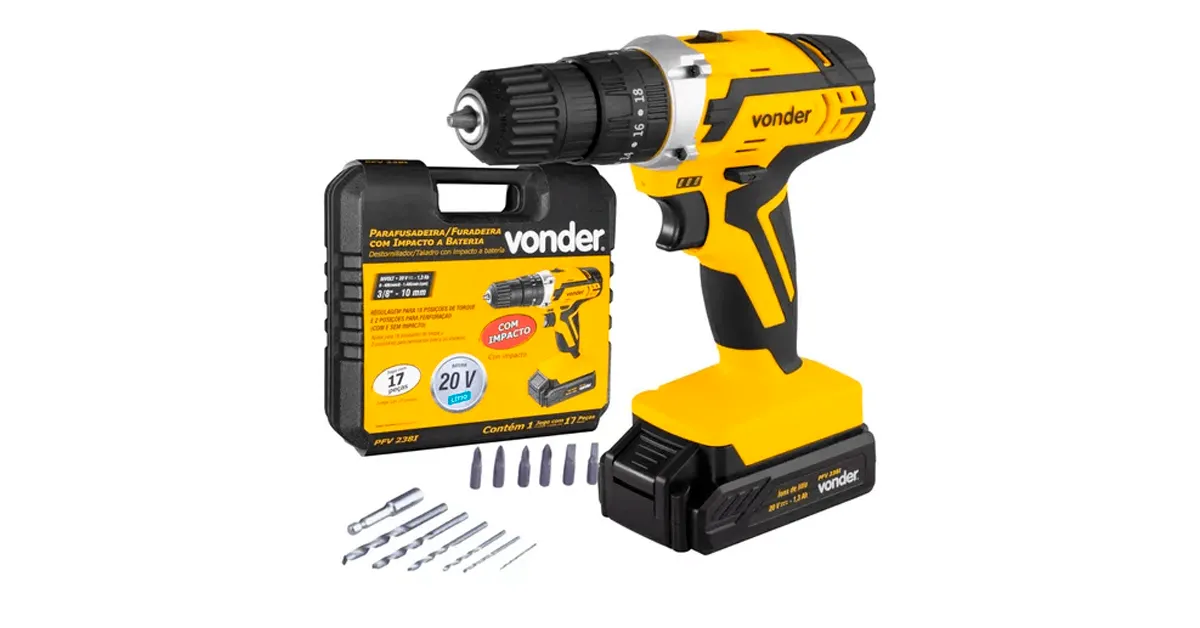Furadeira e parafusadeira 20v da Vonder é boa? Veja avaliação completa agora mesmo.