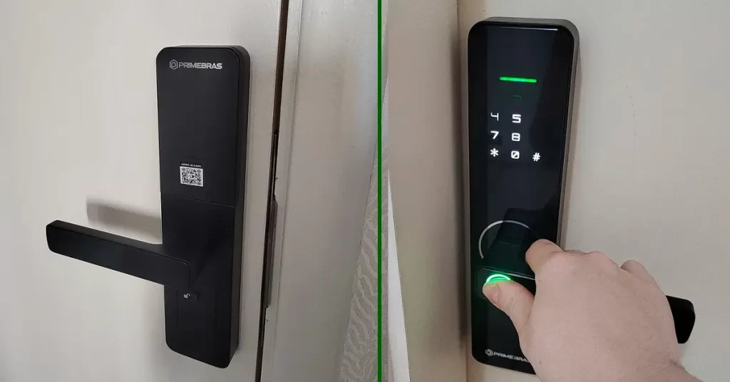 Fechadura digital BBG Smart Lock P6005 com biometria, senha, cartão, app Tuya, 100 digitais, 32 senhas virtuais e alta segurança.
